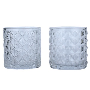 Contenants à bougies en <span class=keywords><strong>verre</strong></span> gaufré vintage 10oz, supports à bougies transparents de luxe en gros pour la fabrication de bougies DIY, aromathérapie, décoration intérieure, mariage - Product Image 4
