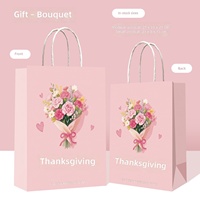Sac en papier kraft personnalisé série fleurs pour traiteur, thé au lait, café, desserts, emballage à emporter, sac cadeau