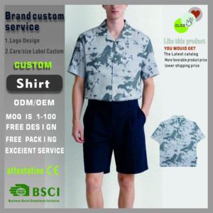 Personalizzabile stampa digitale monopetto ampia estiva ODM fornitura <span class=keywords><strong>camicia</strong></span> Casual da <span class=keywords><strong>uomo</strong></span> <span class=keywords><strong>manica</strong></span> sottile 100% poliestere - Product Image 2
