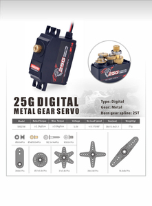 มอเตอร์เซอร์โวดิจิตอลเกียร์โลหะแรงบิดสูง9ก. เหมาะสำหรับหุ่นยนต์โดรน FPV ควบคุมระยะไกลแบบ DIY - Product Image 4