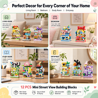Ensemble de blocs de construction EPT Mini Street View avec 12 modèles de magasins modulaires pour collection de mini-villes DIY et décoration de table