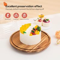 Support à gâteau rotatif en bois d'acacia de 11,8 pouces avec couvercle en acrylique incassable - Présentoir pour mariage et fête