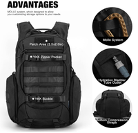 Sac à dos de moto, sac à dos tactique pour la conduite pour hommes, 28L, skateboard, randonnée, sac à dos pour casque
