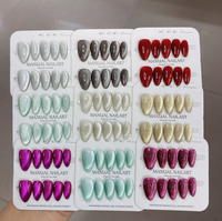 Faux ongles en gel souple effet œil de chat amande française, avec cristaux étincelants, vente en gros