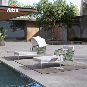 Meuble <span class=keywords><strong>de</strong></span> piscine en rotin tissé à la main <span class=keywords><strong>rond</strong></span> <span class=keywords><strong>Double</strong></span> lit <span class=keywords><strong>de</strong></span> plein air jardin PE artee meilleur luxe lit à baldaquin chaise longue moderne - Product Image 2