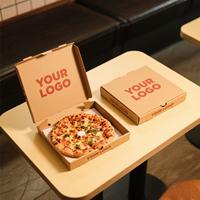Cajas de Pizza Desechables Ecológicas de Papel Kraft Rojo y Amarillo con Grabado, Impresión a Cuatro Colores, para Entrega a Domicilio en Restaurantes
