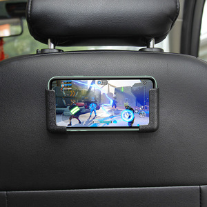 Car Phone Holder Rear Seat Adhesive Adjustable Width Universal PVC <b>Black</b> Pair - Product Image 1
