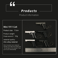 7.5CM Skala 1:3 Colt 1911 Mini yang Dapat Dilepas, Gantungan Kunci Model Pistol Mainan dari Paduan Logam, Desain Mewah, Ringan & Tahan Air