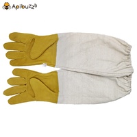Gants de ruche d'abeille en peau de chèvre avec manchette en toile à manches longues-Gants d'abeilles-Équipement et outils d'apiculture