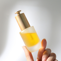 Flacon en verre transparent de luxe HOPECK 20/30ML 18/415 Aluminium avec bouton poussoir en forme de T, logo personnalisé, sérum pour la peau, huile essentielle