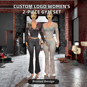 Conjunto de 2 Piezas de Ropa Deportiva para Mujer con Logotipo Personalizado, Sudadera Informal Ajustada de Punto para Invierno, Traje Deportivo de Manga Larga - Product Image 2