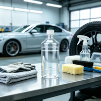 Bouteille en plastique PET ronde transparente de 500 ml avec bouchon à vis moleté vertical, récipient transparent pour nettoyant concentré, liquide d'entretien automobile