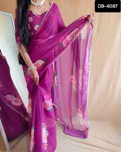 Sari de Seda Kanjipuram Estilo Surindio para Mujer, con Bordado Tejido en el Borde y Hermosas Piezas de Blusa, Sari de la Mejor Calidad - Product Image 2