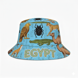Wholesale Custom logo Printed Design Egypt Tourist Souvenirs Red Unisex Bucket Hat