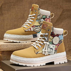 Chaussures décontractées montantes pour hommes, taille 48, rehaussantes, confortables, légères, résistantes à l'usure, à semelle épaisse, style tendance, type bottes de travail - Product Image 1