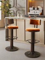 Chaise de bar vintage en bois massif avec dossier, chaise haute de réception d'hôtel, chaise de bar avec repose-pieds, chaise de bar de club