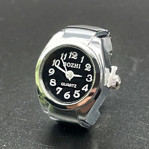 Montre à doigt unisexe style punk avec bracelet élastique, mouvement à quartz, mini taille, en acier inoxydable – Cadeau d'anniversaire pour <span class=keywords><strong>étudiant</strong></span>s, anniversaires, Noël - Product Image 6