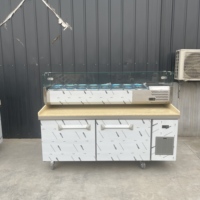 Table de préparation pour sandwichs et pizzas, vitrine réfrigérée compacte pour bar