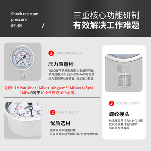 YN60BF personalizado, relleno de aceite de silicona, resistente a la corrosión, resistente a altas y bajas temperaturas, rosca imperial - Product Image 5