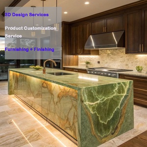 Solutions complètes : Ensemble d'armoires de <span class=keywords><strong>cuisine</strong></span> en quartz et marbre avec îlot pour villa, incluant un meuble chauffant pour façade - Product Image 2