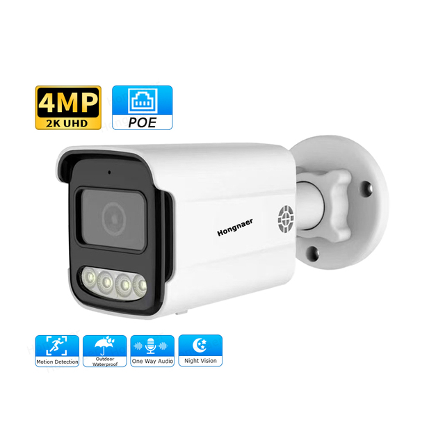 Hongnaer 4MP IP65 Waterproof Outdoor POE Smart Home Bullet IP Camera Dual Light Night Vision Wireless CCTV POE Security Camera