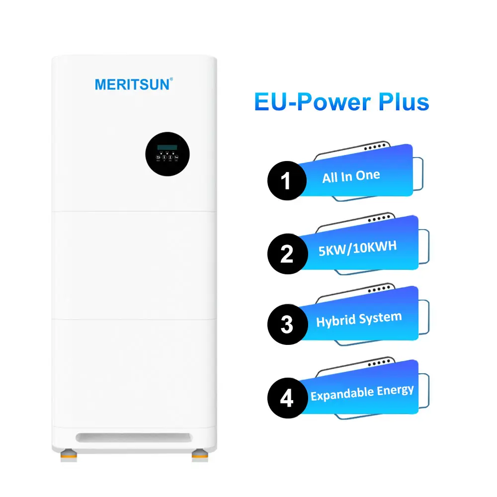 MeritSun Power Plus ชุดแบตเตอรี่สำหรับบ้านพลังงานแสงอาทิตย์,ระบบจัดเก็บข้อมูลไฮบริดแบบออลอินวันแบบ EU