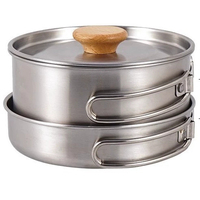 Ensemble de cuisine de camping en plein air, kit de cuisine portable pour pique-nique, ensemble de casseroles, poêles et bouilloires en acier inoxydable pour l'extérieur