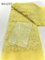 CHOCOO vente en gros 2025 dame robe perle dentelle tissu vert 3d broderie perlée dentelle tissu pour les femmes