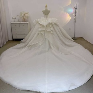 Robe de mariée blanche Lsjj118, coupe princesse, en dentelle cristalline, avec appliques florales 3D, longueur ras du sol, sur mesure - Product Image 5