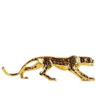 Statue d'animal en or et argent, faite à la main et peinte à la main, sculpture de léopard en résine, artisanat multi-tailles pour la décoration d'hôtel et de maison, Niulai