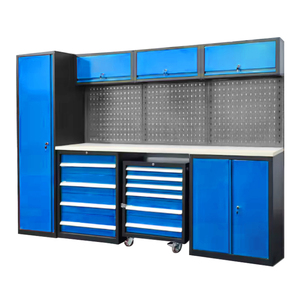 Armoires à outils modulaires modernes en acier, système d'armoires de garage robustes à fixation murale en métal, avec établi de rangement pour garage - Product Image 4