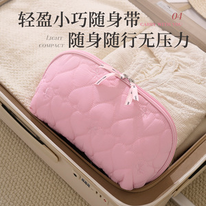 Lingerie Storage Bag Quilted Round Portable For <b>Bras</b> Underwear Travel Students Makeup Organizer Pink Off White <b>Blue</b> - Product Image 4