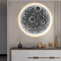Lune Terre Ronde LED Peinture Salon Couloir Suspendu Peinture Lit Principal Tête Fond Mur Art Décor À La Maison Peinture