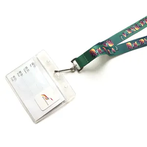 Tali Leher Lencana Pencetakan Kartu ID Pemegang Logo Kustom Polyester Lanyard