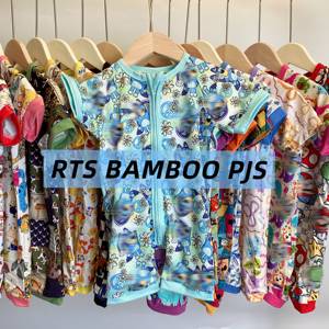 Piyama beruang bambu lengan pendek bayi, piyama ritsleting untuk musim semi diskon besar piyama pinggang elastis Pak Kombo baju monyet bayi - Product Image 2