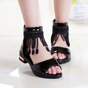 Ruizi verano cómodo cremallera punta abierta niños plano suave Pu cuero borla niños bebé niña Sandalias - Product Image 3