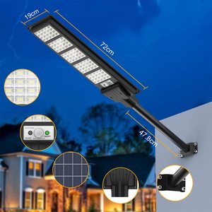 ไฟถนนพลังงานแสงอาทิตย์ 350W พร้อมเซ็นเซอร์ตรวจจับความเคลื่อนไหว ตั้งแต่พลบค่ำถึงรุ่งเช้า สำหรับสวน สนามหญ้า ไฟส่องสว่างพร้อมรีโมทคอนโทรล โคมไฟพลังงานแสงอาทิตย์สำหรับภายนอกอาคาร - Product Image 4