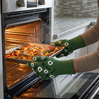 Gants de four résistants à la chaleur Seeway pour la cuisson, la cuisine, le barbecue, antidérapants, en silicone, avec un design amusant