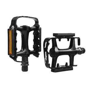 Pédales de vélo de montagne Wellgo M248 entièrement noires en alliage d'aluminium avec roulements à billes, réflecteurs, axe en acier antidérapant pour vélos de montagne - Product Image 2