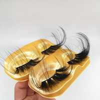 Faux cils 3d en vison, longues, spectaculaires 70mm, en forme de visage, avec plateau doré, vente en gros