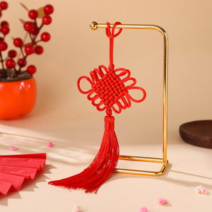 Chinese Knot Red Pendant Keychain Hand Knitted Wire <b>Car</b> Gift For New Home Moving New Year <b>Decoration</b> - Product Image 3