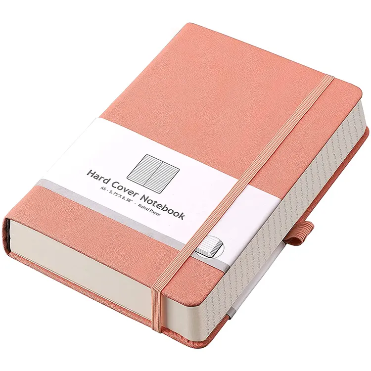 دفتر مذكرات للأعمال بغلاف سميك من الجلد الاصطناعي بطباعة مخصصة ، دفتر ملاحظات وردي مقاس A5