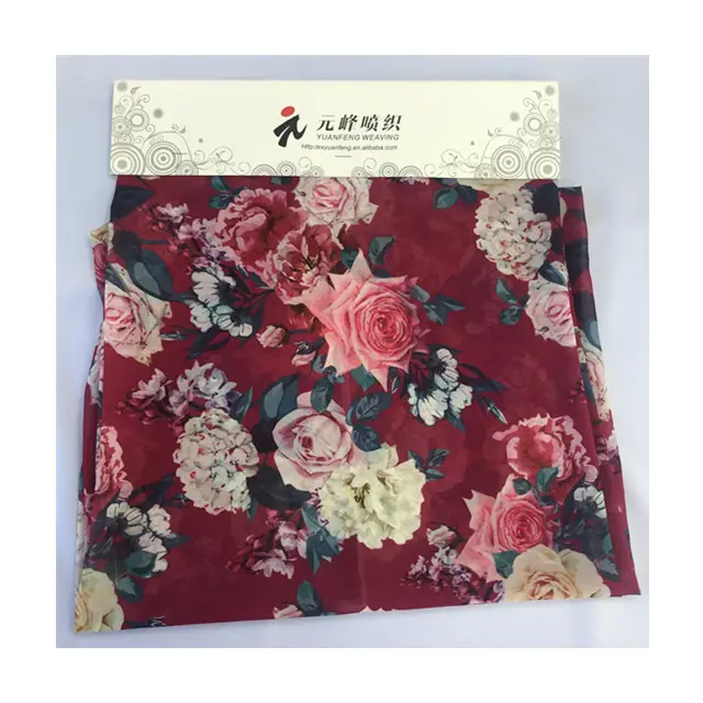 Bela flor impresso chiffon design vestidos de tecido