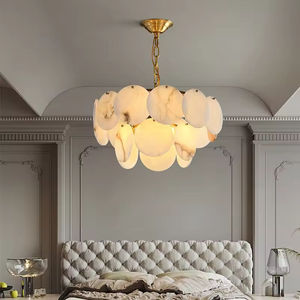 Zeal Lighting Brass Alabaster Pendant <b>Lights</b> Kitchen Copper Spanish Marble Lighting <b>Chandelier</b> Living Room - Product Image 3