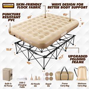 Matelas pneumatique amélioré avec pompe intégrée, support robuste, conception pliable pour voiture, lit d'appoint, <span class=keywords><strong>camping</strong></span>, maison, invités, portable - Product Image 5