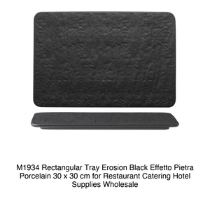 ถาดเสิร์ฟทรงสี่เหลี่ยมลายกัดกร่อน 30 × 30 ซม. สีดำลายหินพอร์ซเลน M1934 - Product Image 2