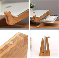Support pour ordinateur portable de plusieurs tailles pour ordinateur de bureau Support compatible en bambou avec support pour téléphone Moniteur Riser Note Book Plateau de service