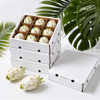 Witte Dragon Fruit Verpakkingsdoos met compartimenten en ventilatiegaten, aangepaste logo's, exotische fruitdoos voor groothandel op de boerderij