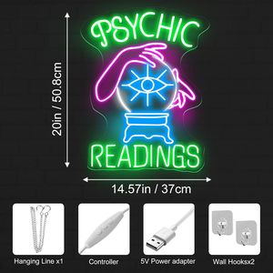 Letture psichiche segno al Neon, <span class=keywords><strong>cartomante</strong></span> segno Led, luce al Neon psichica, luce Led di lettura dei tarocchi, luci al Neon personalizzate segni Diya - Product Image 3