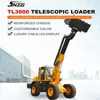 SHANNENG TL3000 4WD Cargador Telescópico de Brazo Articulado de 3 Toneladas, Manipulador Telescópico Compacto, Cargador Hidráulico Articulado para Manejo de Materiales Pesados
